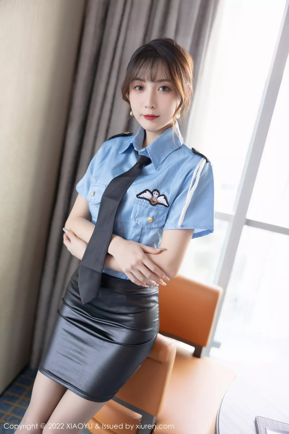 秀人集.com_[XiaoYu画语界]Vol.778_模特林星阑女警制服半脱露性感黑色蕾丝内衣配超薄肉丝诱惑写真73P